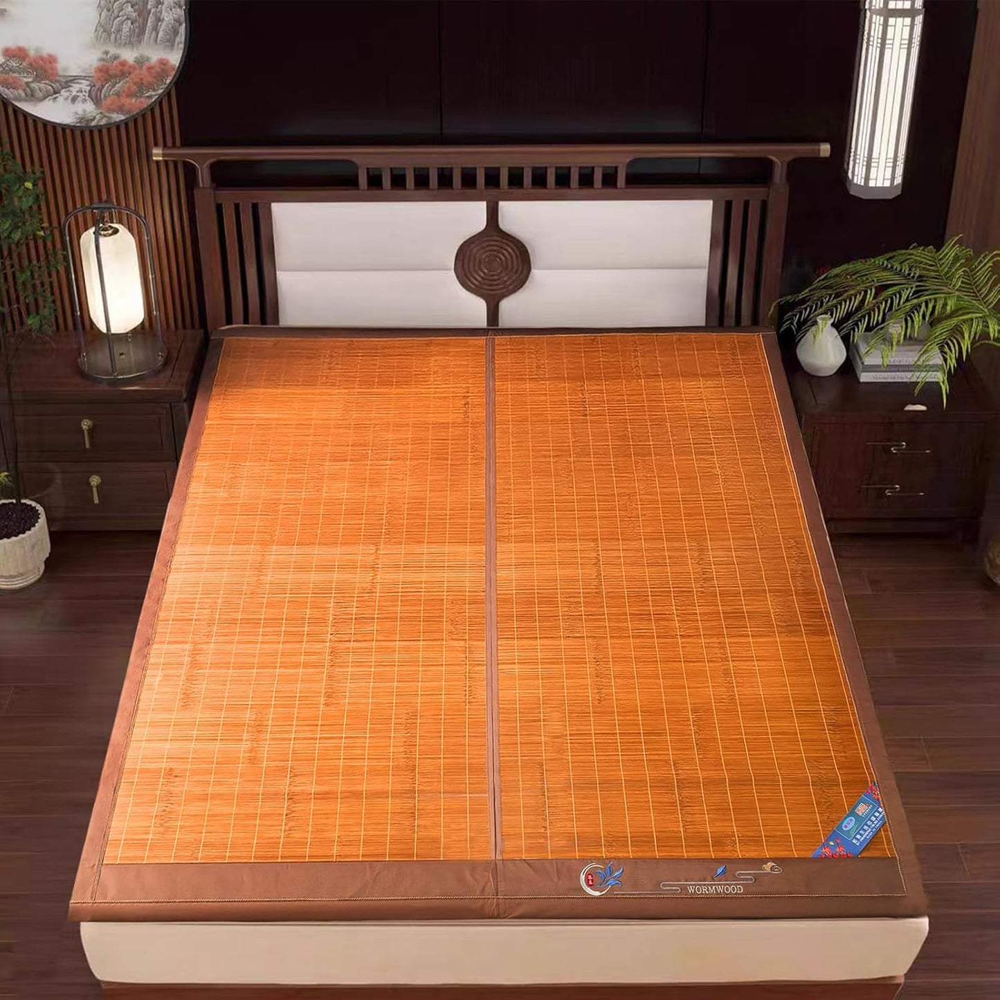 Foldable Double Sided Bamboo mat for Bed, Breathable Carbonized Bamboo Summer Sleeping Mat, Double-Sided Cooling Bed Sheet Air Conditioning Mat | Bedroom Essential for Summer Sleeping