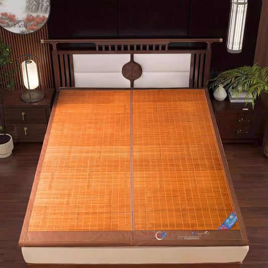 Foldable Double Sided Bamboo mat for Bed, Breathable Carbonized Bamboo Summer Sleeping Mat, Double-Sided Cooling Bed Sheet Air Conditioning Mat | Bedroom Essential for Summer Sleeping