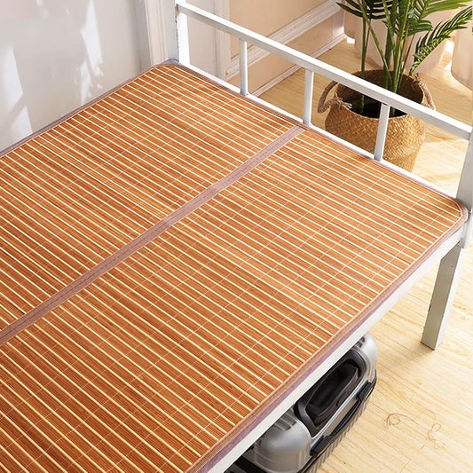 Summer Bamboo Sleeping Mat, Foldable Double Sided Mat for Bed, Mattress Topper Twin/Queen Cool Mat for Living Room Floor (90x190cm/35.4x74.8inch)
