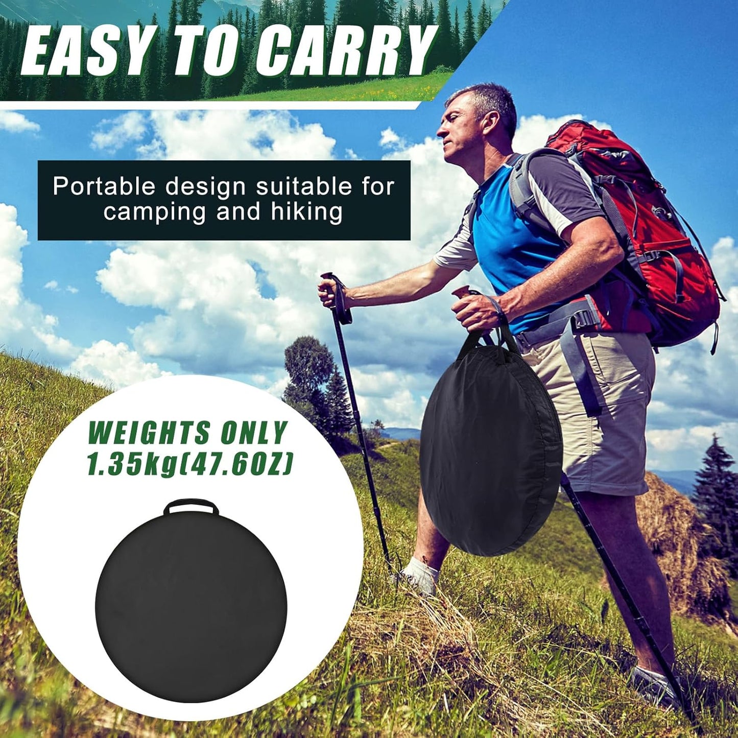 2 Pcs Pop up Mosquito Net Tent for Camping Outdoor 86. 6 x 39. 4 x 37. 4 Inch Foldable One Person Pop Tent Waterproof Freestanding Insect Bug Net for Summer Camps Camping Hiking Outdoor