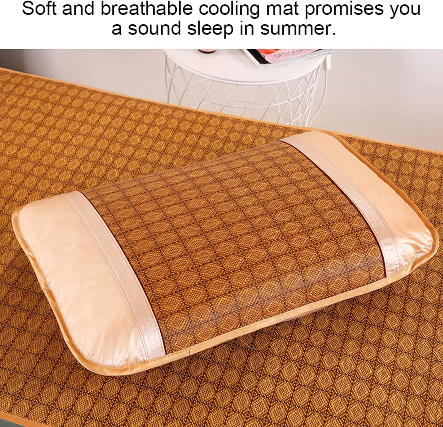 Summer Sleeping Mat Foldable Polyester Summer Mattress Rattan Cool Pad Cooling Sleeping Mat Cooling Bed Cusion for Home School Dormitory