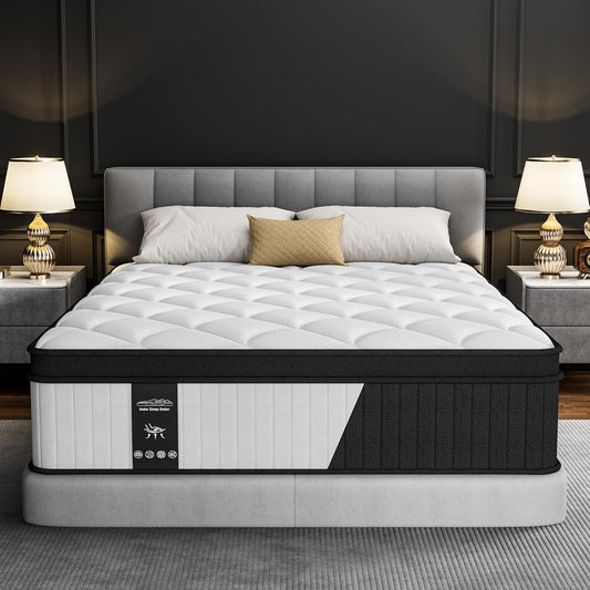 12 Inch Mattress Queen Size- 2025 Upgraded Hybrid Cooling Gel Memory Foam & Pocket Coils, Medium Firm Mattress in a Box for Back Neck Pain Relief, Motion Isolation, Edge Support, CertiPUR-US Certified