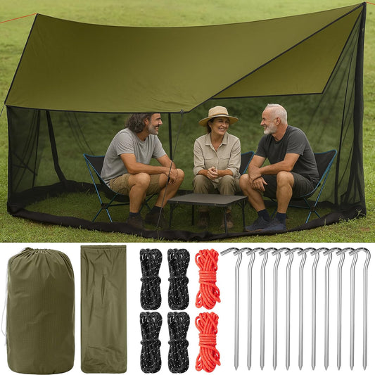 Screen House for Hammock, Backpacking Hammock Tent with Mosquito Net Portable Waterproof Bug Screen Tent for Canoe Picnics Hiking Camping Beach Backyards Outdoor in Summer