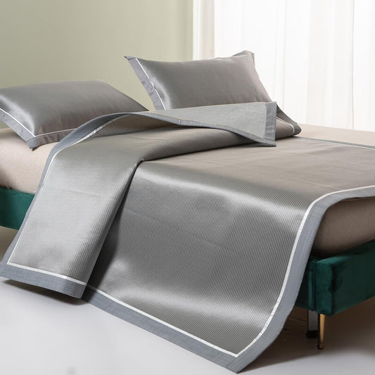 Sleeping Mat Fast Cooling Mattress Topper Pad Queen Size,Summer All-Weather Fold Non-Slip Double-Sided Available Bed Floor Sheet Set for Home School Dorm/1 x Mat & 2 x Pillowcases