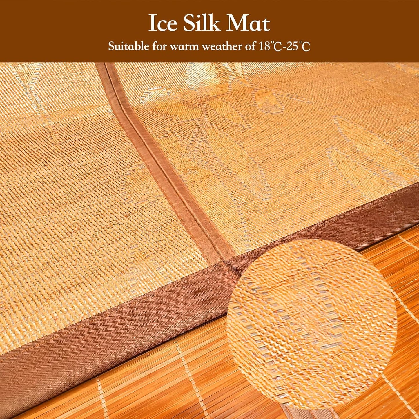 Foldable Double Sided Bamboo mat for Bed, Breathable Carbonized Bamboo Summer Sleeping Mat, Double-Sided Cooling Bed Sheet Air Conditioning Mat | Bedroom Essential for Summer Sleeping